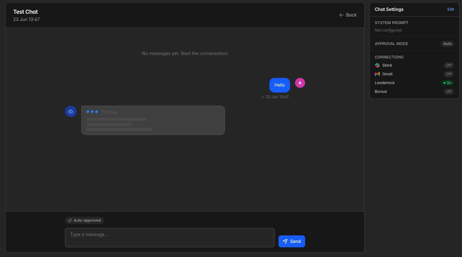 Forge agent chat with tool call trace